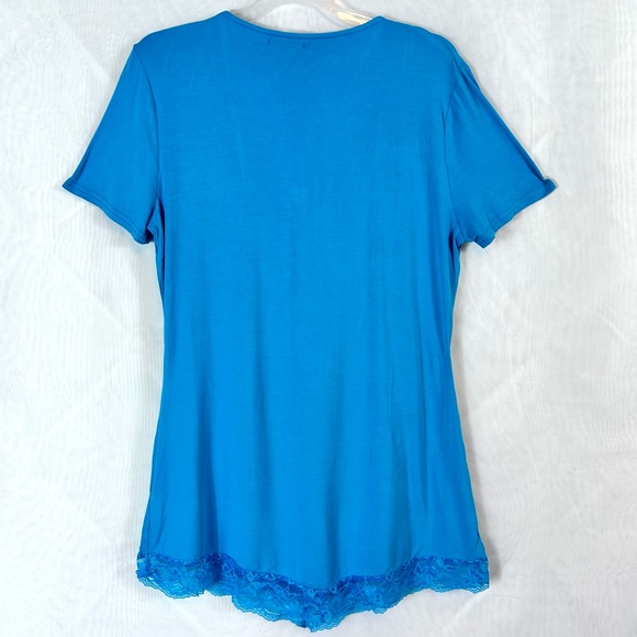 NWT Womens Lightweight V Neck Lace Trimmed Summer Top / Sz large - Picture 8 of 8